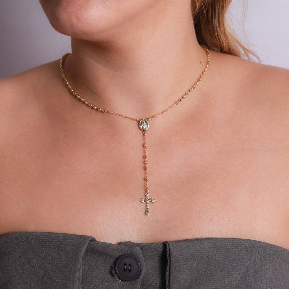 Clt-5543-Fo (55cm) Terço Nossa Senhora Das Graças Com Bolinhas