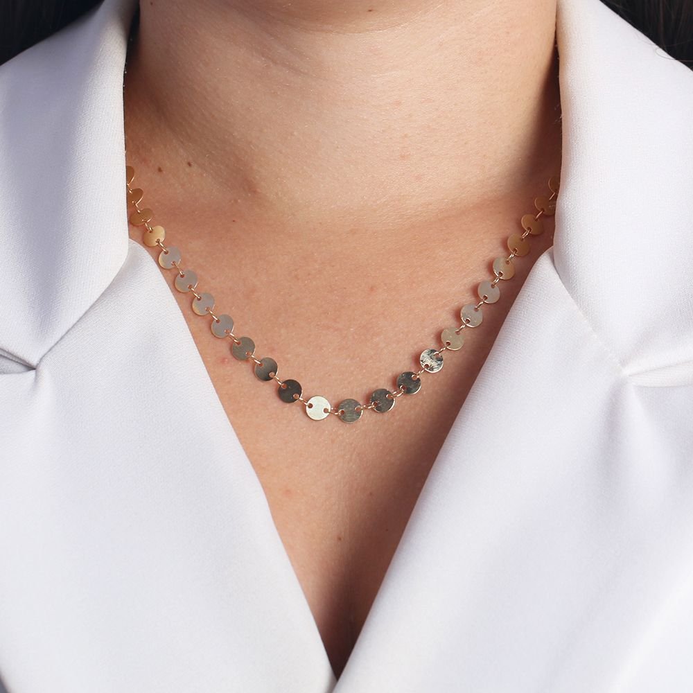 Clt-5563-Fo (50cm+7cm) Colar De Medalhinhas Lisas