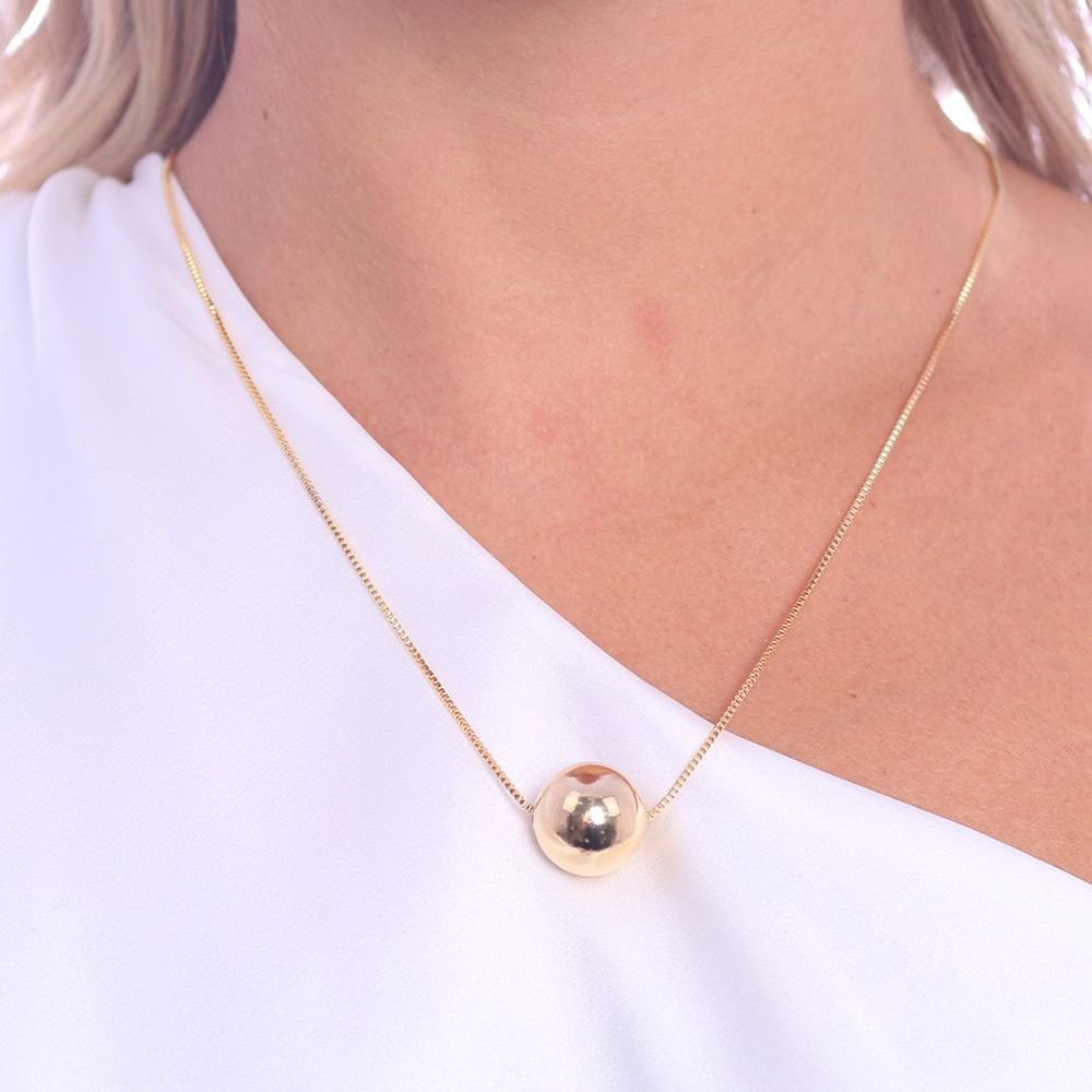 Clt-5619-Fo (60cm+5cm) Colar De Esfera Lisa