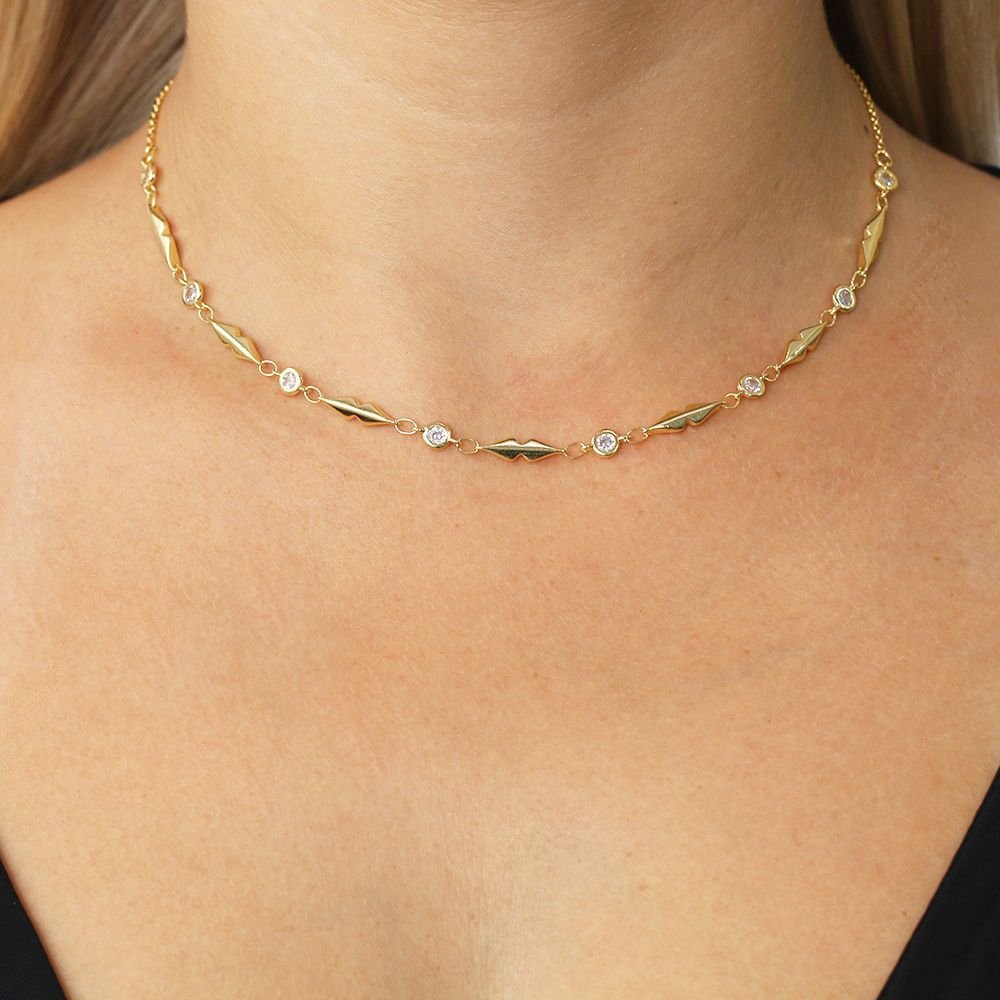 Clt-5632-Fo (34cm+10cm) Choker Detalhada Com Zircônias. Clt-5632-Fo (34cm+10cm) Choker Detalhada Com Zircônias.