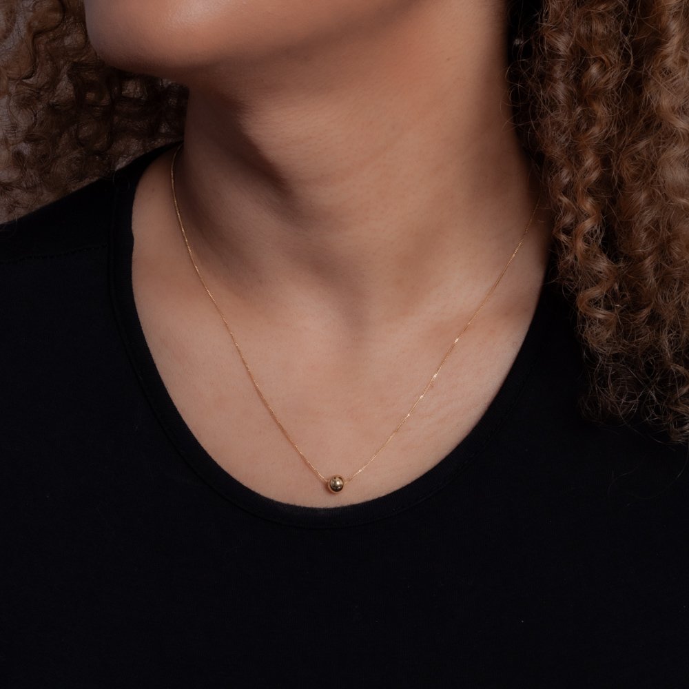 Clt-5634-Fo (45cm+5cm) Colar Longo De Mini Bolinha (0,6mm)