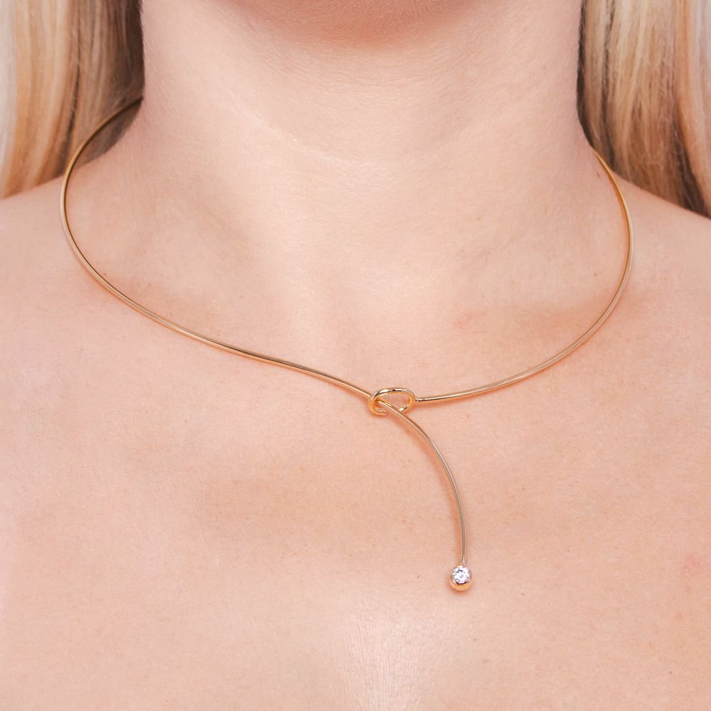 Clt-5645-Fo Choker Rígida Com Zircônia. Clt-5645-Fo Choker Rígida Com Zircônia.