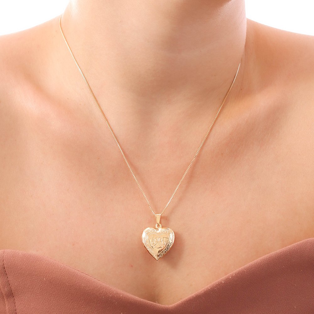 Clt-5682-Fo (45cm+5cm) Colar Relicário De Coração.