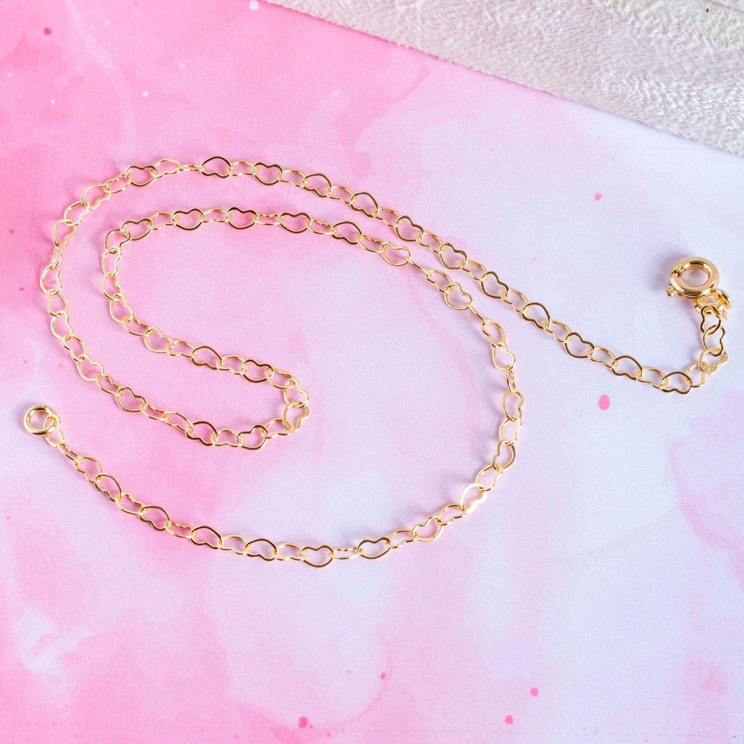 Clt-6022-Fo Colar Infantil De Elos De Corações (35cm).