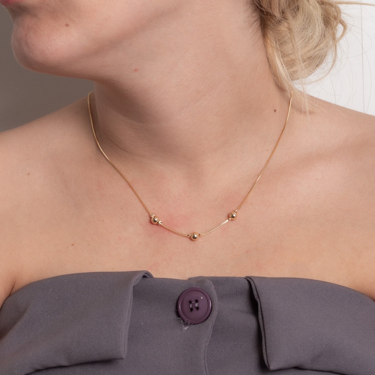 Clt-6024-Fo Colar Com Bolinhas Lisas (40cm+8cm).