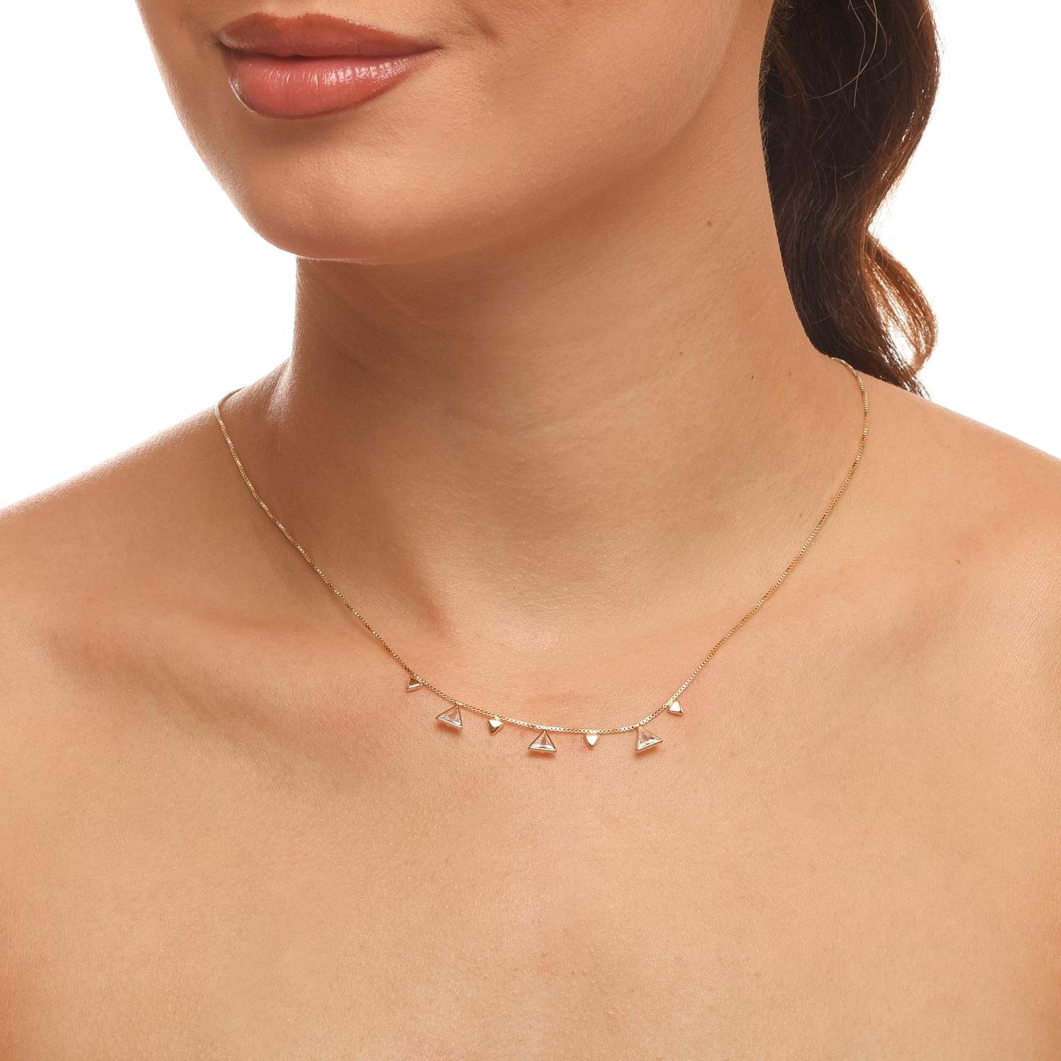 Clt-6210-Fo Choker Veneziana com Pingentes Triângulo