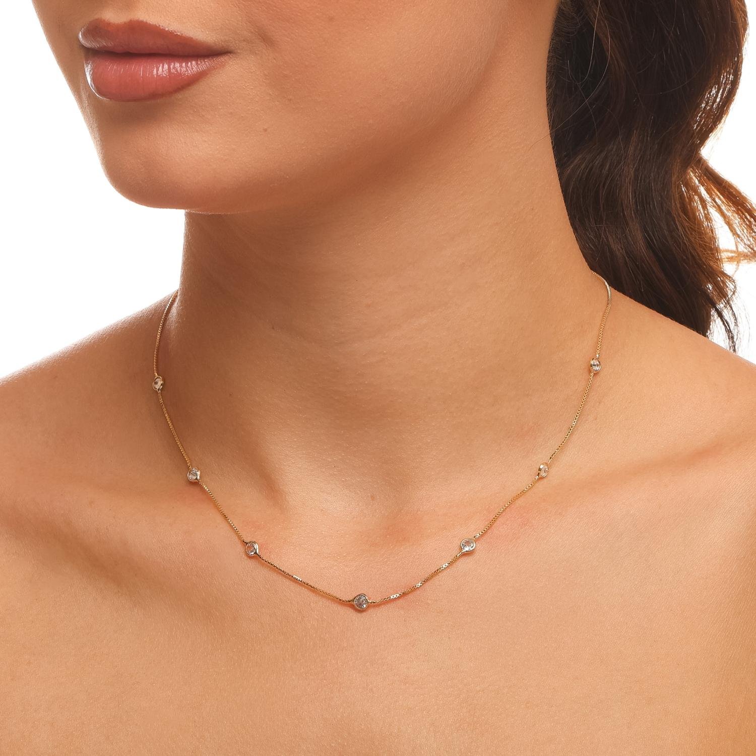 Clt-6217-Fo Choker Veneziana com Pontos de Luz Zircônia