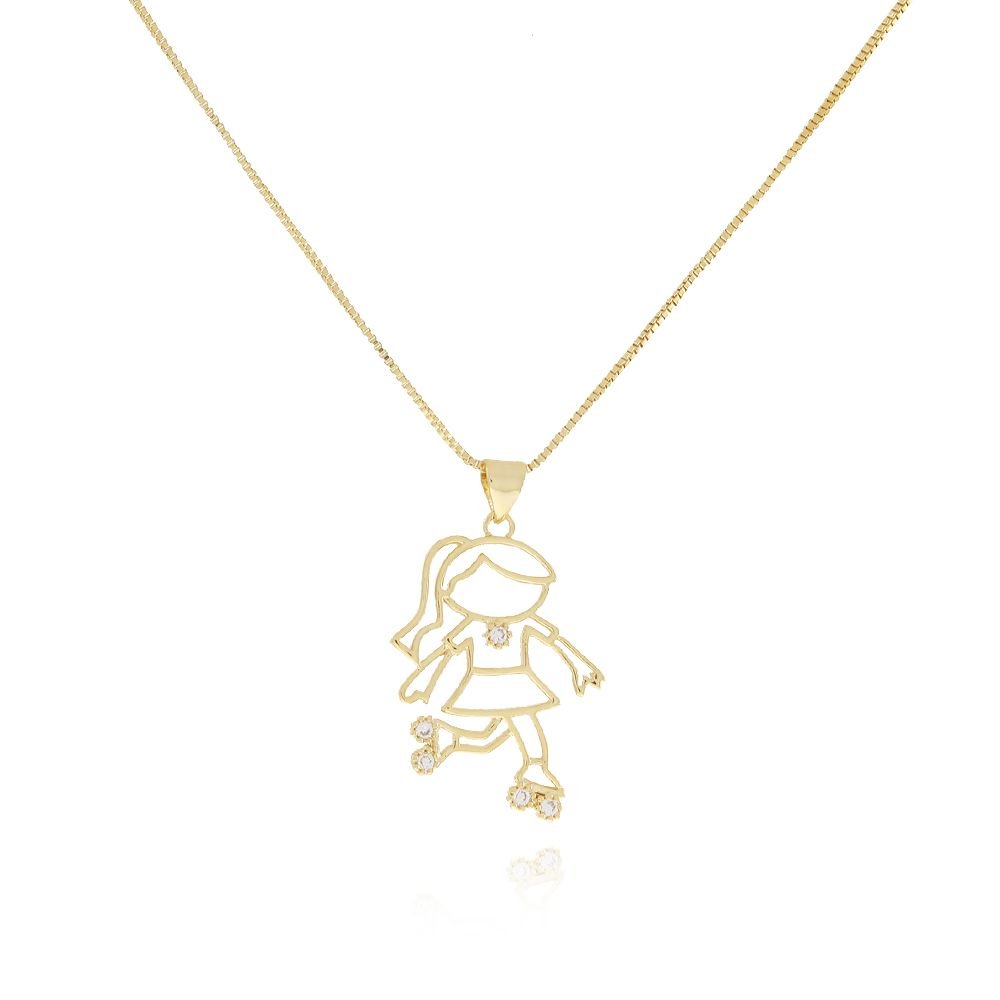 Clti-1011-Fo - Colar Menininha No Patins Cravejado