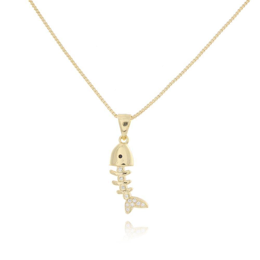 Clti-1097-Fo - Colar Escama De Peixe Com Micro Zircônias