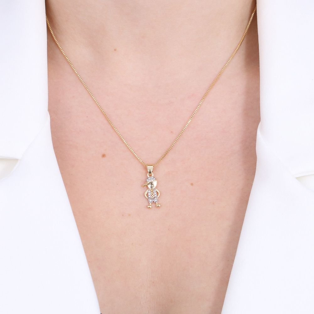 Clti-1190-Fo-C/Ródio Colar Menino Cravejado Cristal (45cm+5cm)