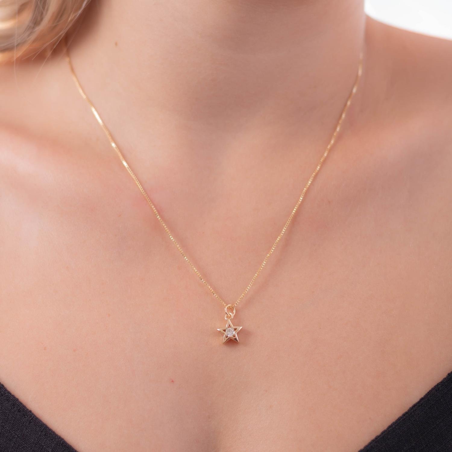 Clti-1269-Fo (45cm+5cm) Colar Com Pingente De Estrela.