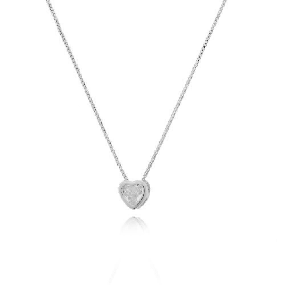 CLTI-1314-RD COLAR CORAÇÃO CRISTAL (4MM) (40CM+5CM)