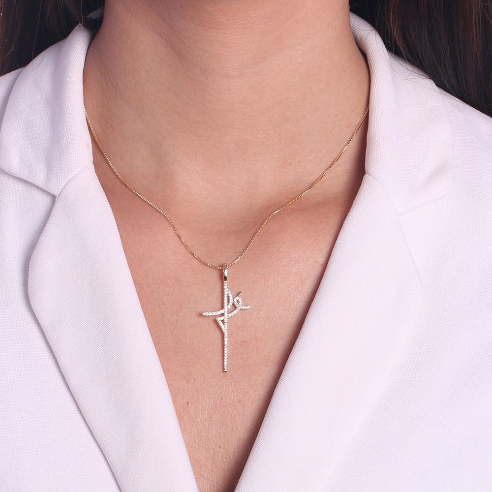 Clti-1395-Fo (50cm+5cm) Colar De Fé Cravejado Colorido