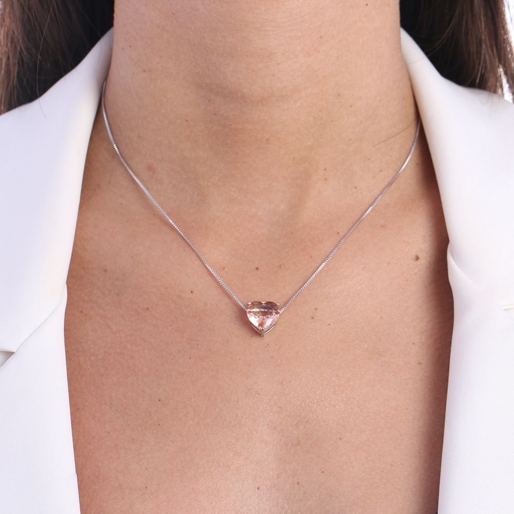 Clti-1431-Rd 45cm+5cm Colar De Coração Azul