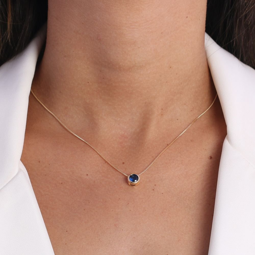 Clti-1523-Fo (45cm+5cm) Colar Com Ponto De Luz Fúcsia