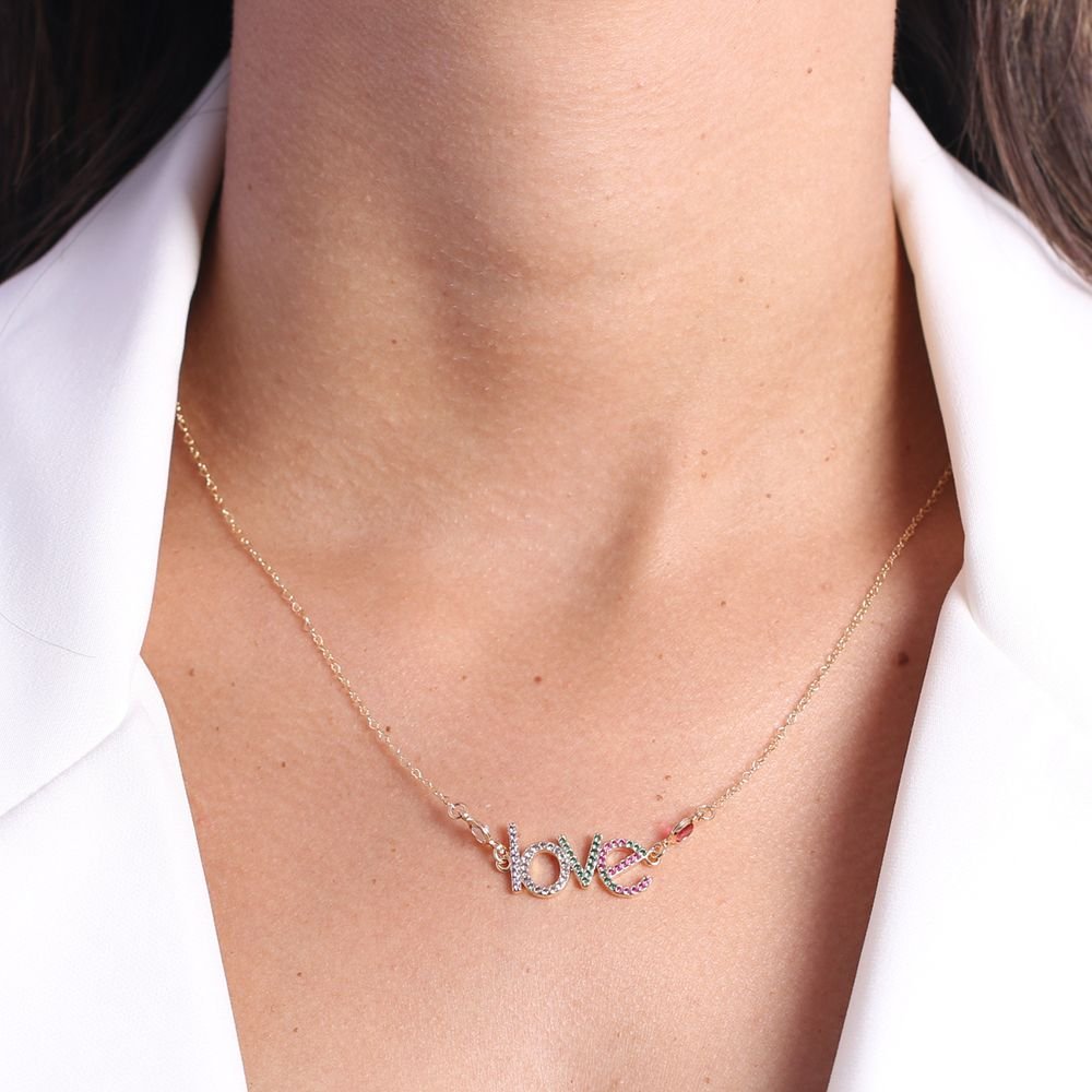 Clti-1528-Fo (21x21cm) Colar Love Cravejado Cristal