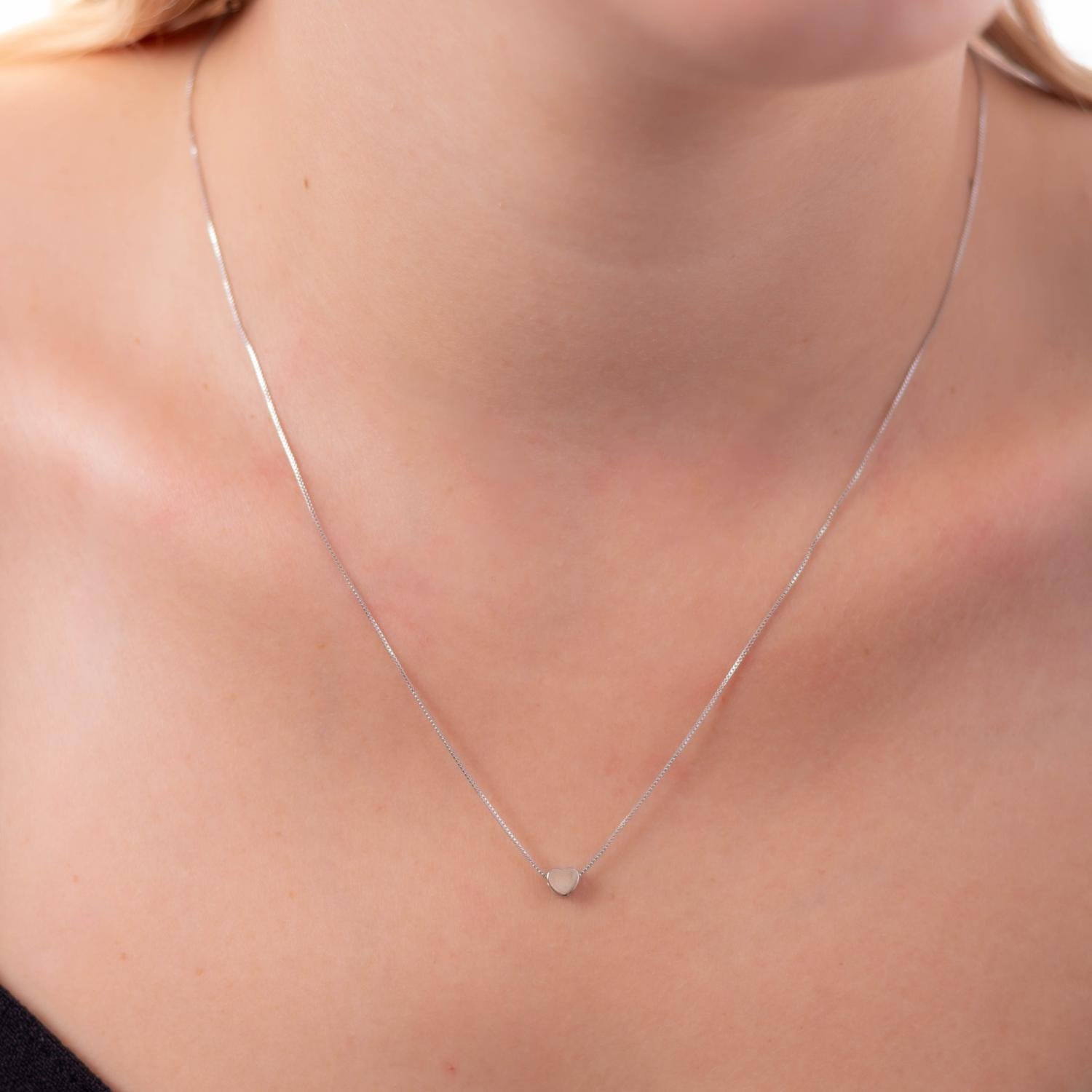 Clti-1567-Rd Colar De Coração Ródio Branco (40cm+5cm).