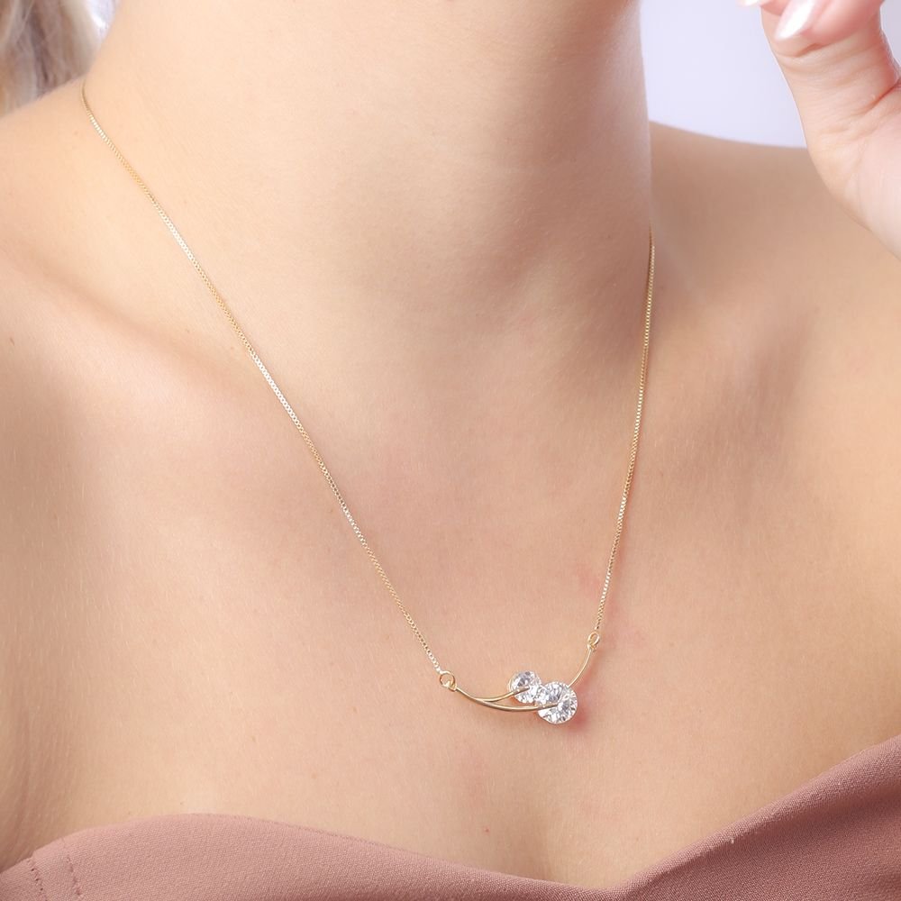 Clti-1786-Fo (21x21) Colar Detalhado Com Dois Pontos De Luz.