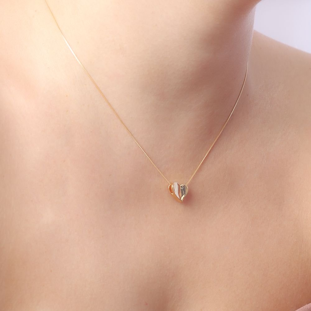 Clti-1803-Fo (40cm+5cm) Colar De Coração Liso. Clti-1803-Fo (40cm+5cm) Colar De Coração Liso.