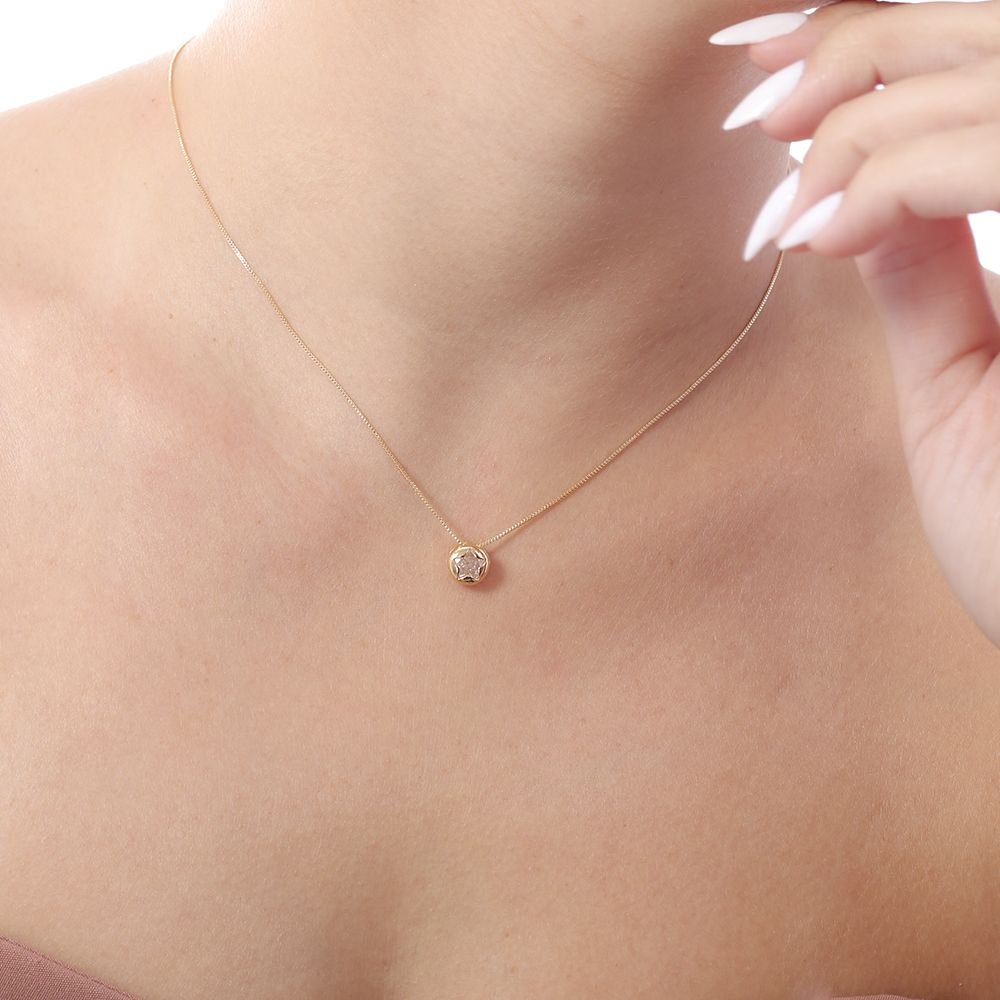 Clti-1808-Fo (40cm+5cm) Colar Com Estrela Ponto De Luz De Zircônia. Clti-1808-Fo (40cm+5cm) Colar Com Estrela Ponto De Luz De Zircônia.