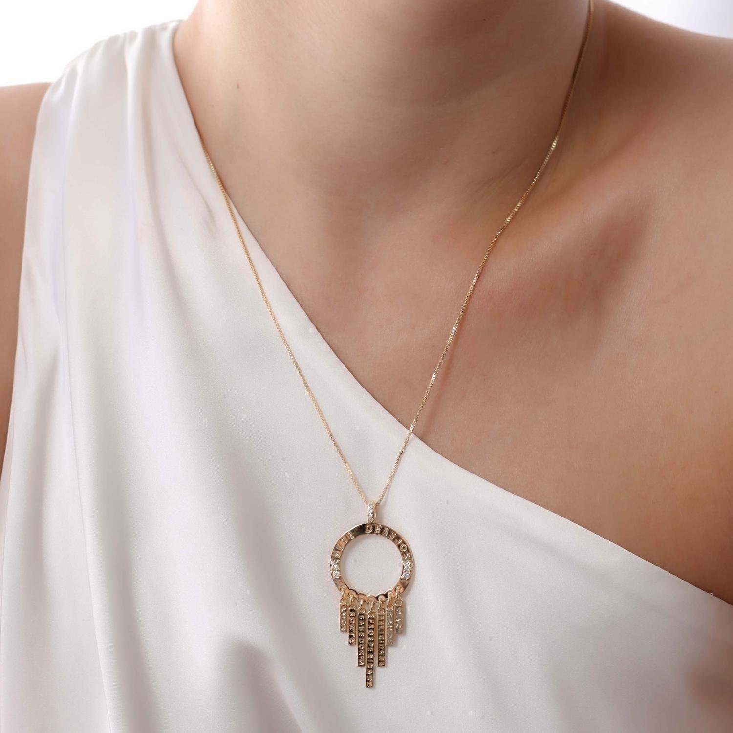 Clti-1879-Fo Color Religioso De Sete Desejos Cravejado Cristal (50cm+5cm).