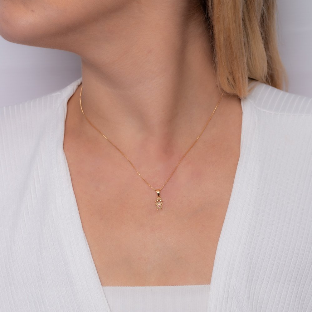 Clti-1930-Fo Colar Menina Cravejado Cristal (40cm+5cm).