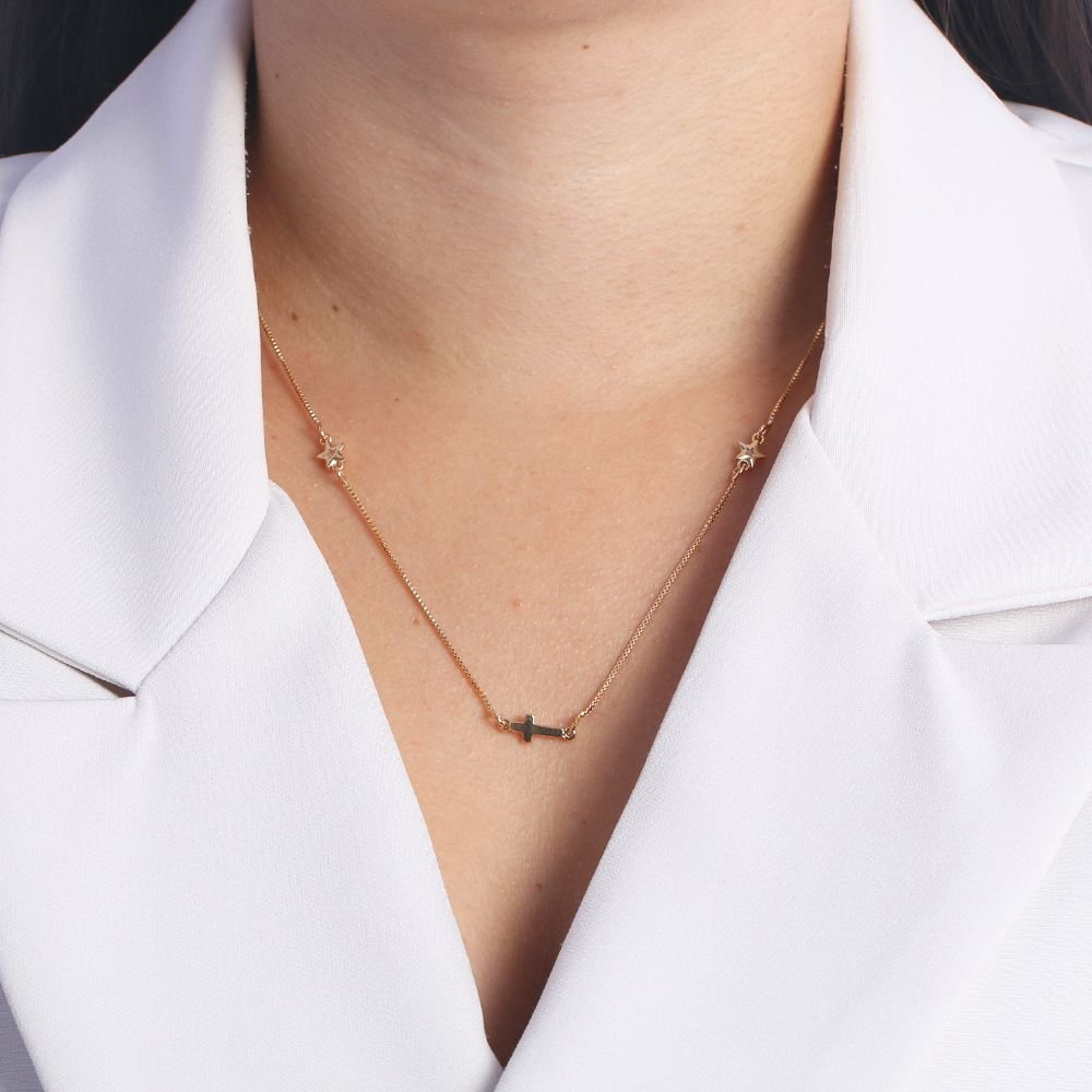 Clt-1970-Fo (106cm) Colar Longo De Cruz E Zircônias Cristal