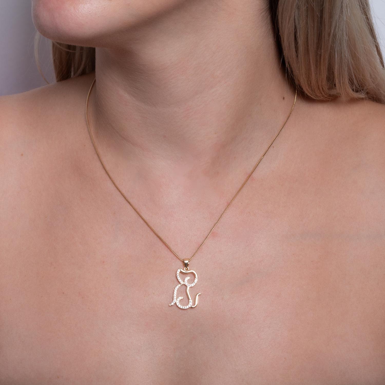 Clti-2026-Fo Colar Com Pingente De Cachorro Cravejado Cristal E Liso (45cm).