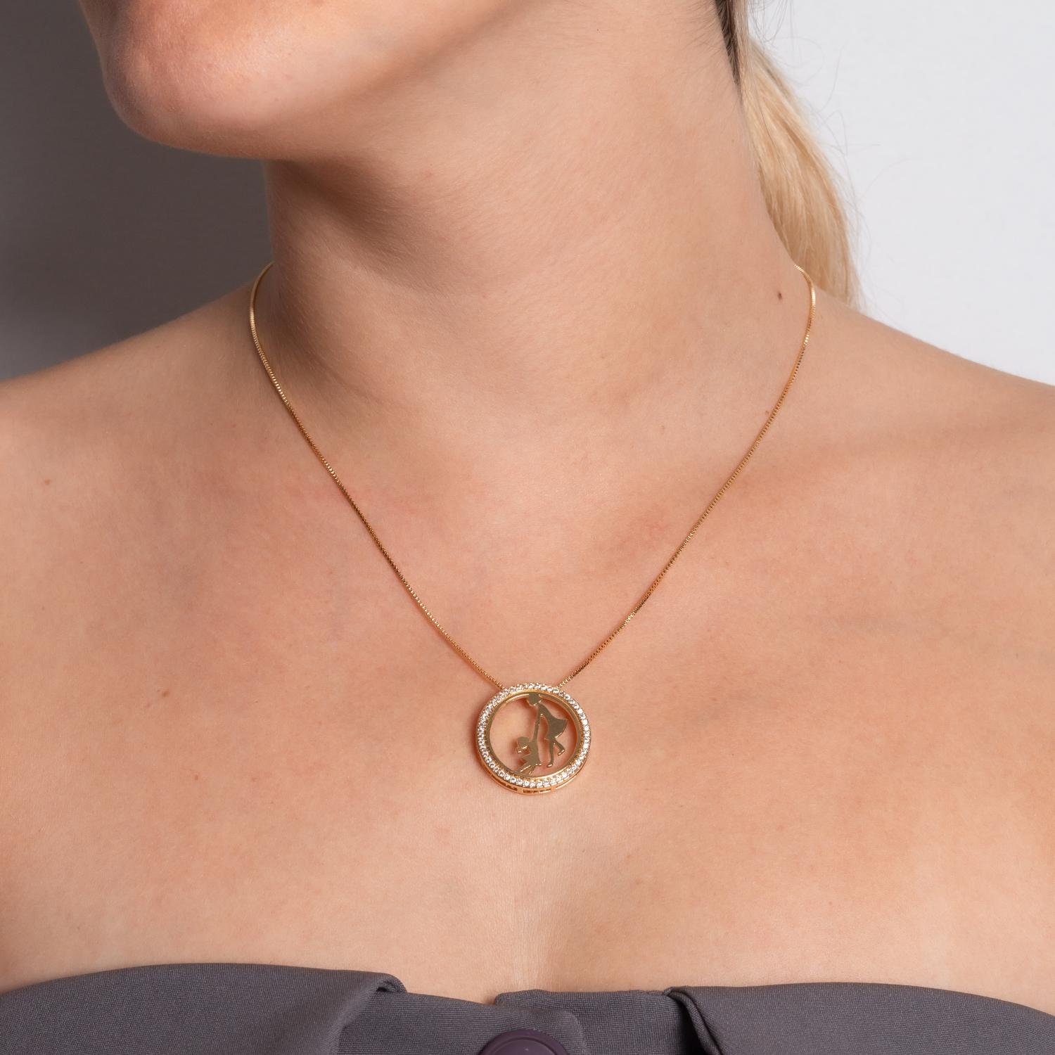 Clti-2064-Fo Colar Mãe E Filha Cravejado De Zircônias Cristais (45cm+5cm).