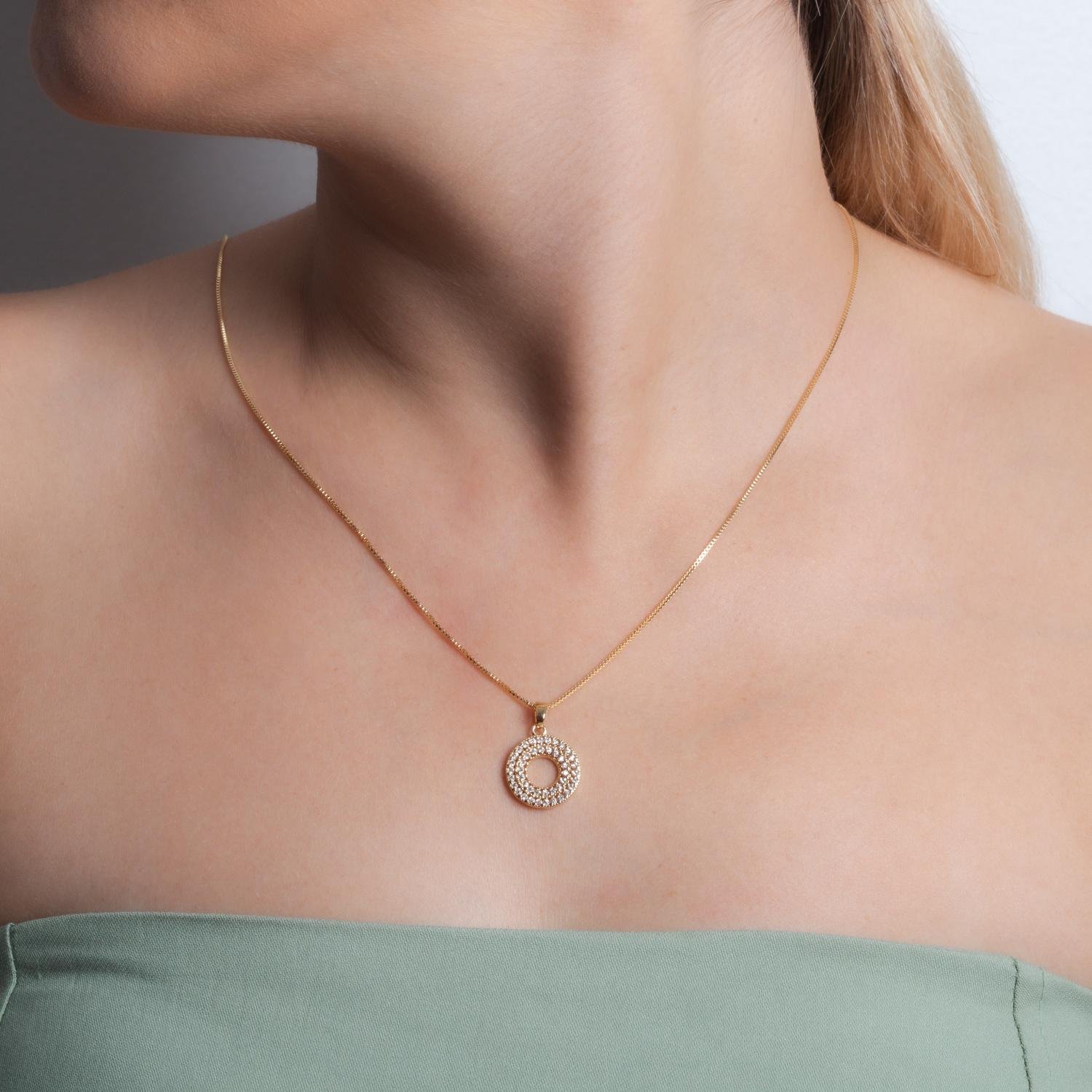 Clti-2068-Fo Colar Com Pingente Cravejado Cristal (45cm+5cm).