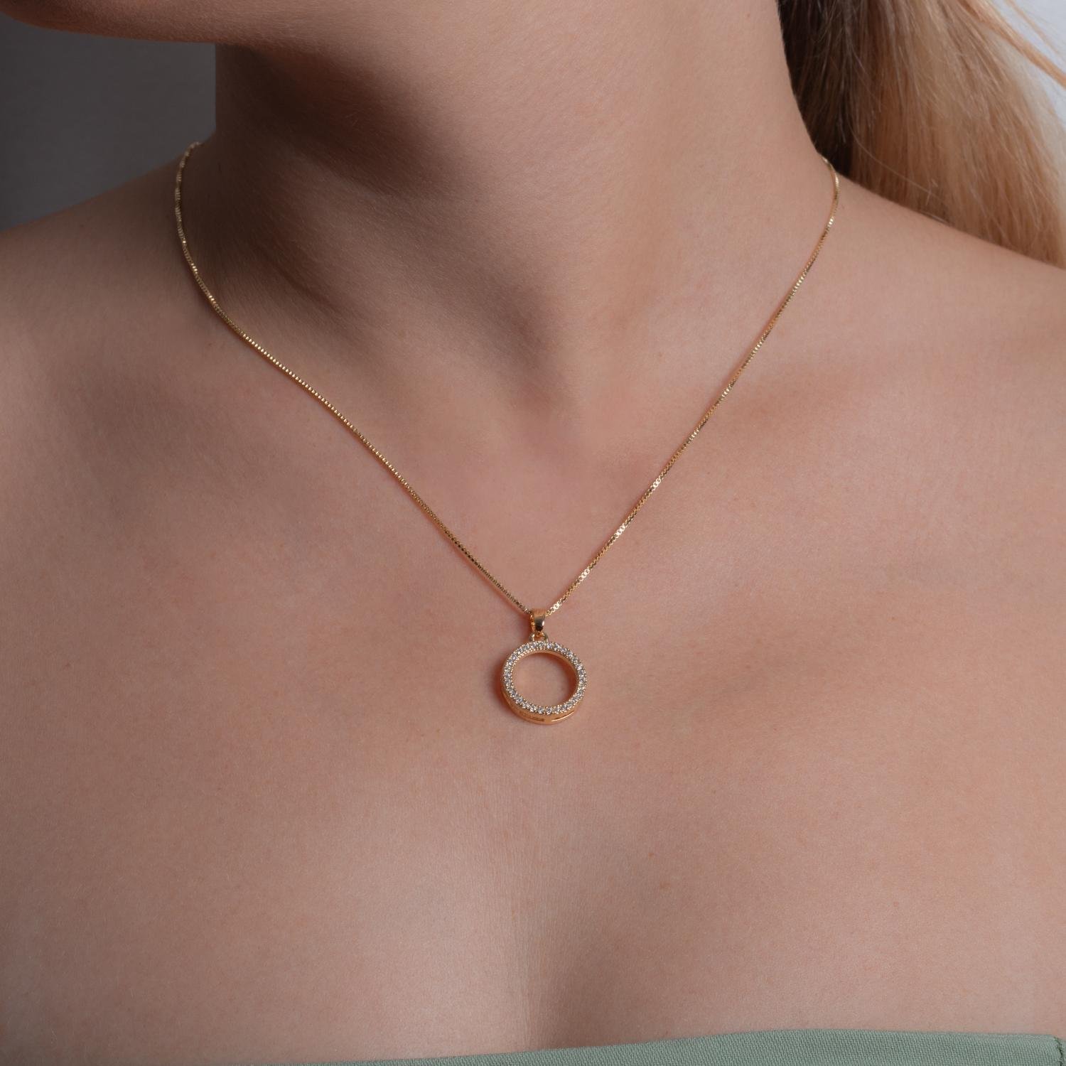 Clti-2092-Fo Colar Com Pingente Redondo Cristal (45cm+5cm).