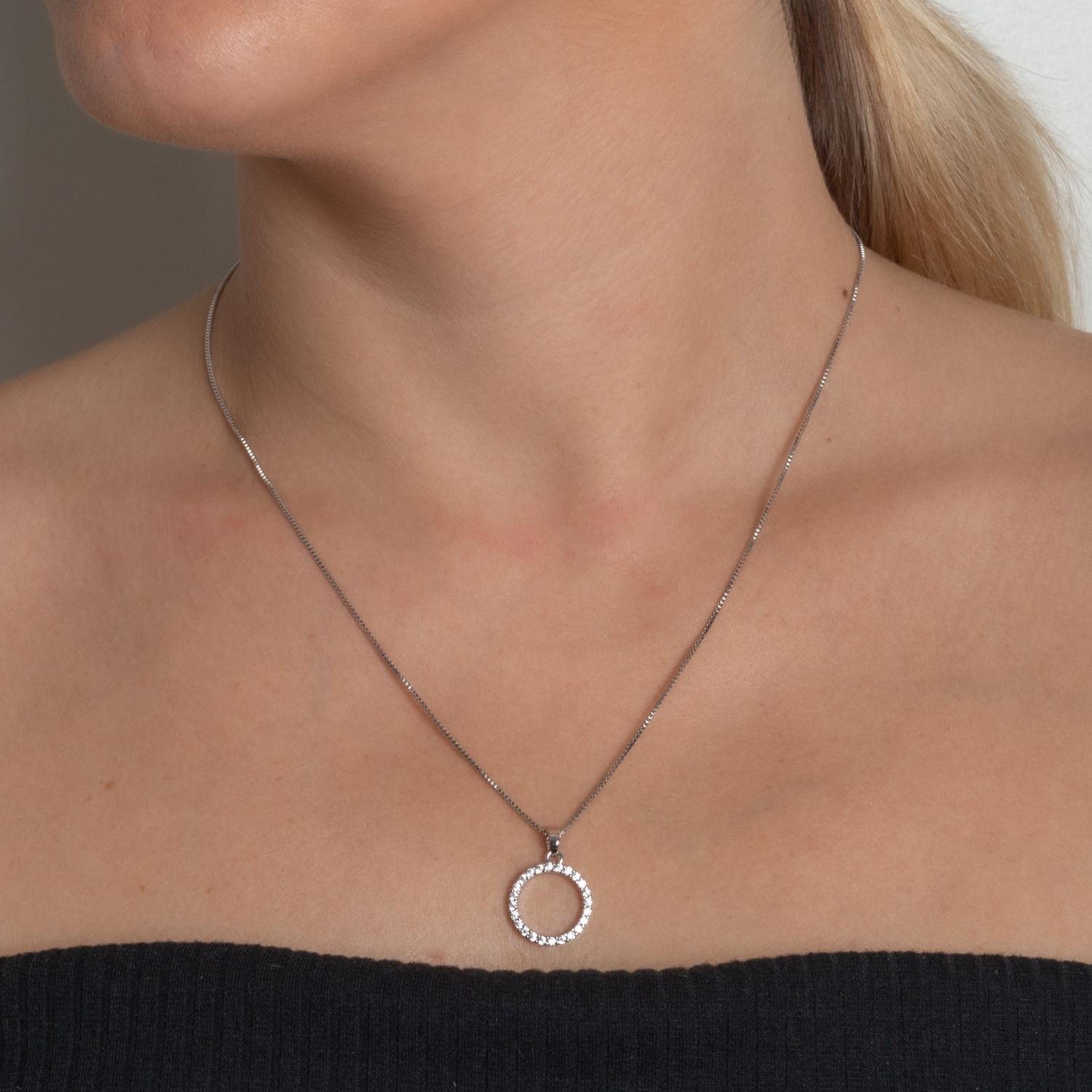 Clti-2095-Rd Conjunto Com O Pingente Cravejado Cristal - Ródio Branco (45cm+5cm).