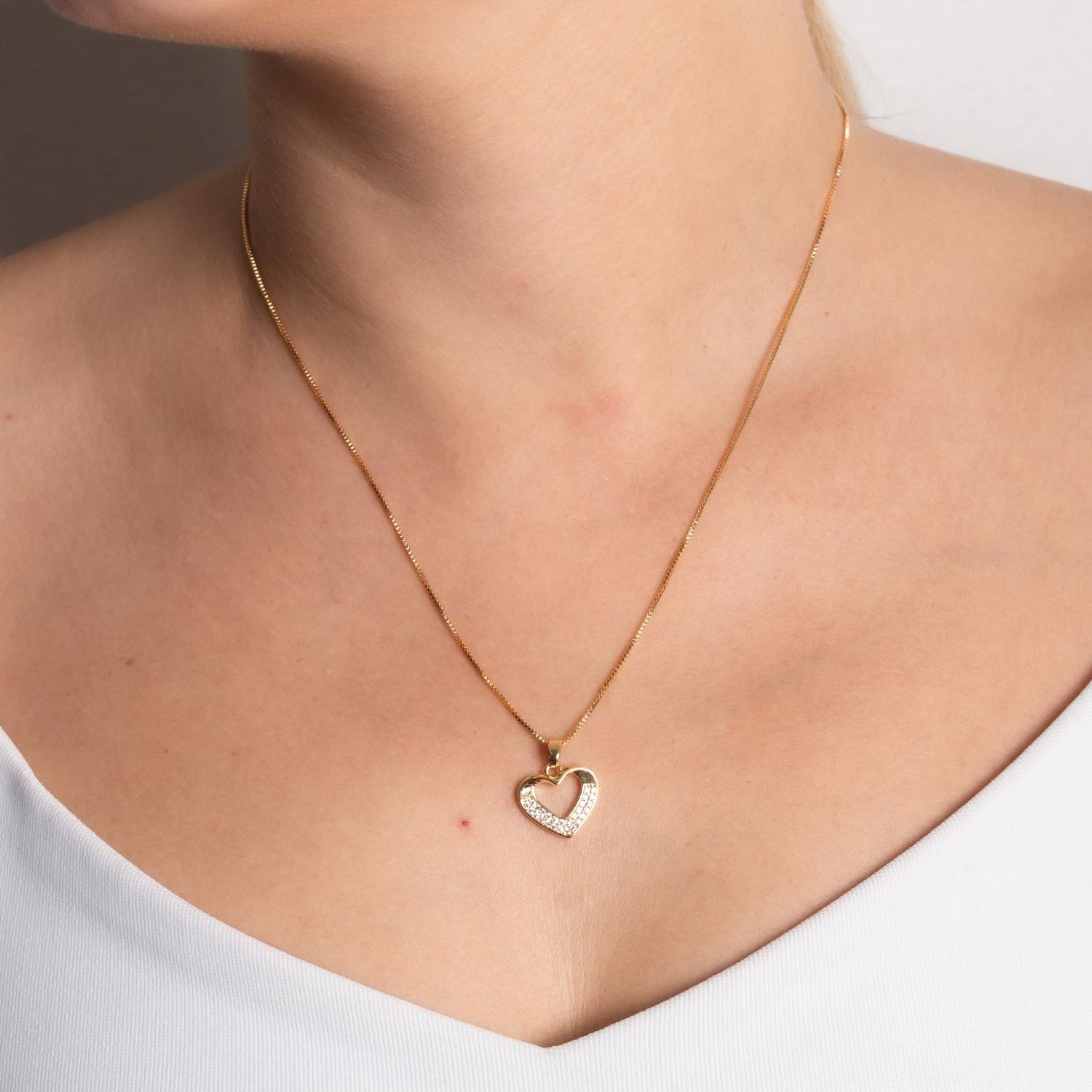 Clti-2100-Fo Colar De Coração Cristal (45cm+5cm).