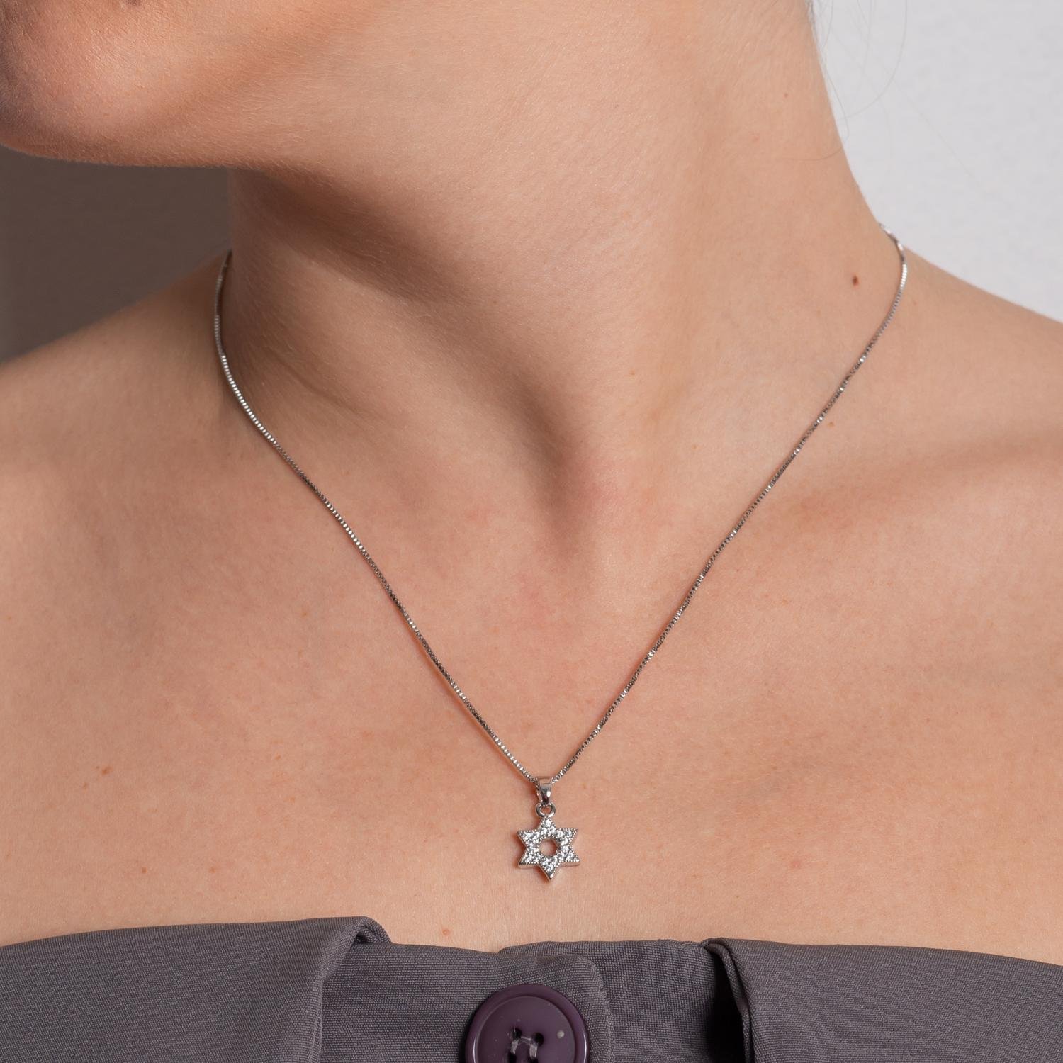 Clti-2112-Rd Colar De Estrela Cravejado Cristal - Ródio Branco (45cm+5cm).