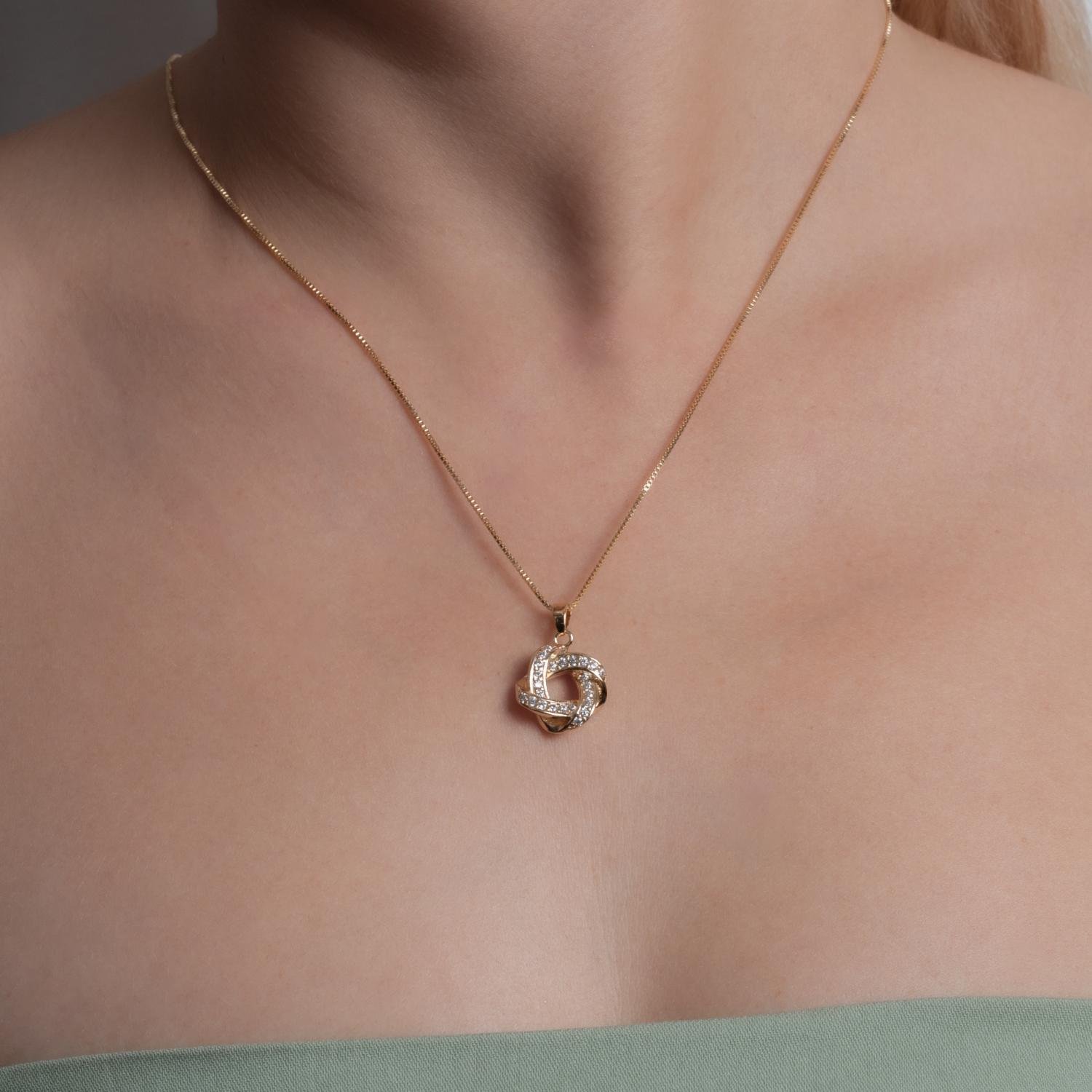 Clti-2149-Fo Colar Com Pingente Cravejado De Zircônias Cristais (45cm+5cm).