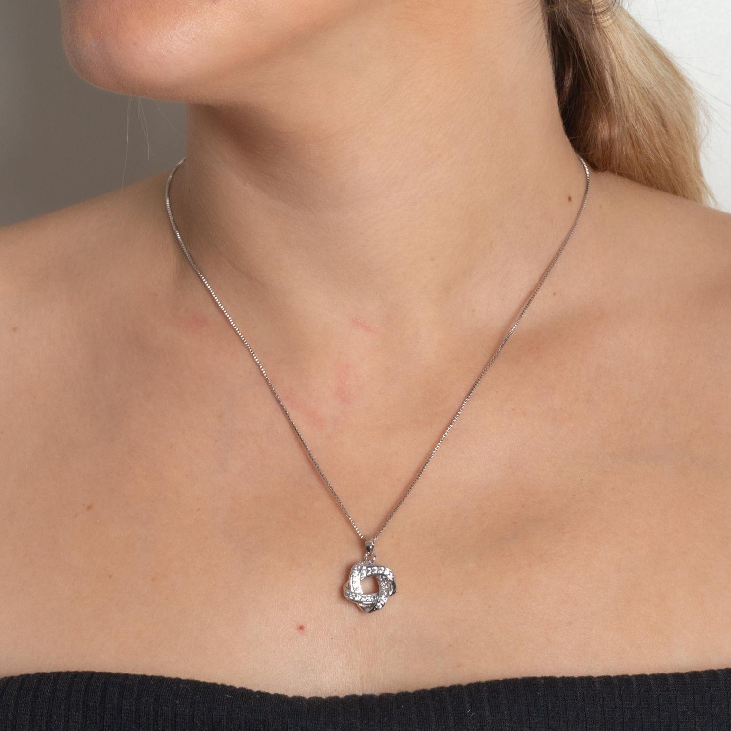 Clti-2149-Rd Colar Cravejado De Zircônias Cristais - Ródio Branco (45cm+5cm).