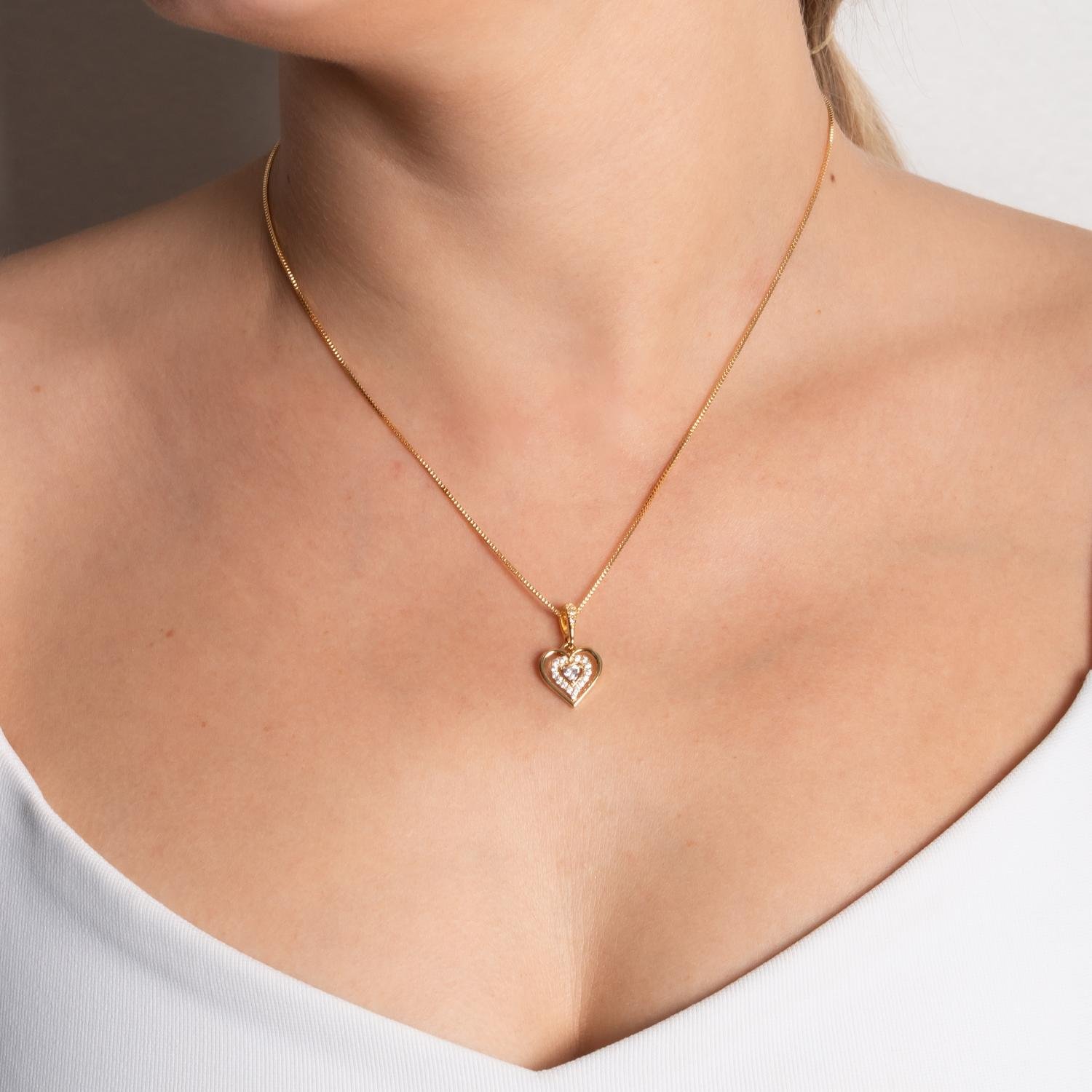 Clti-2155-Fo Colar De Coração Cravejado Cristal (45cm+5cm).