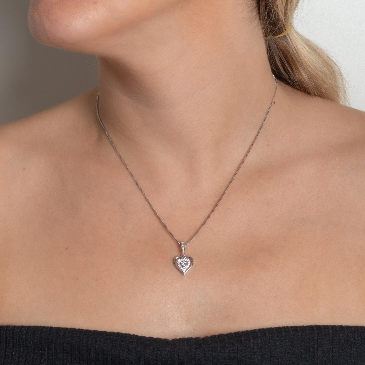 Clti-2155-Rd Colar De Coração Cravejado Cristal (45cm+5cm).