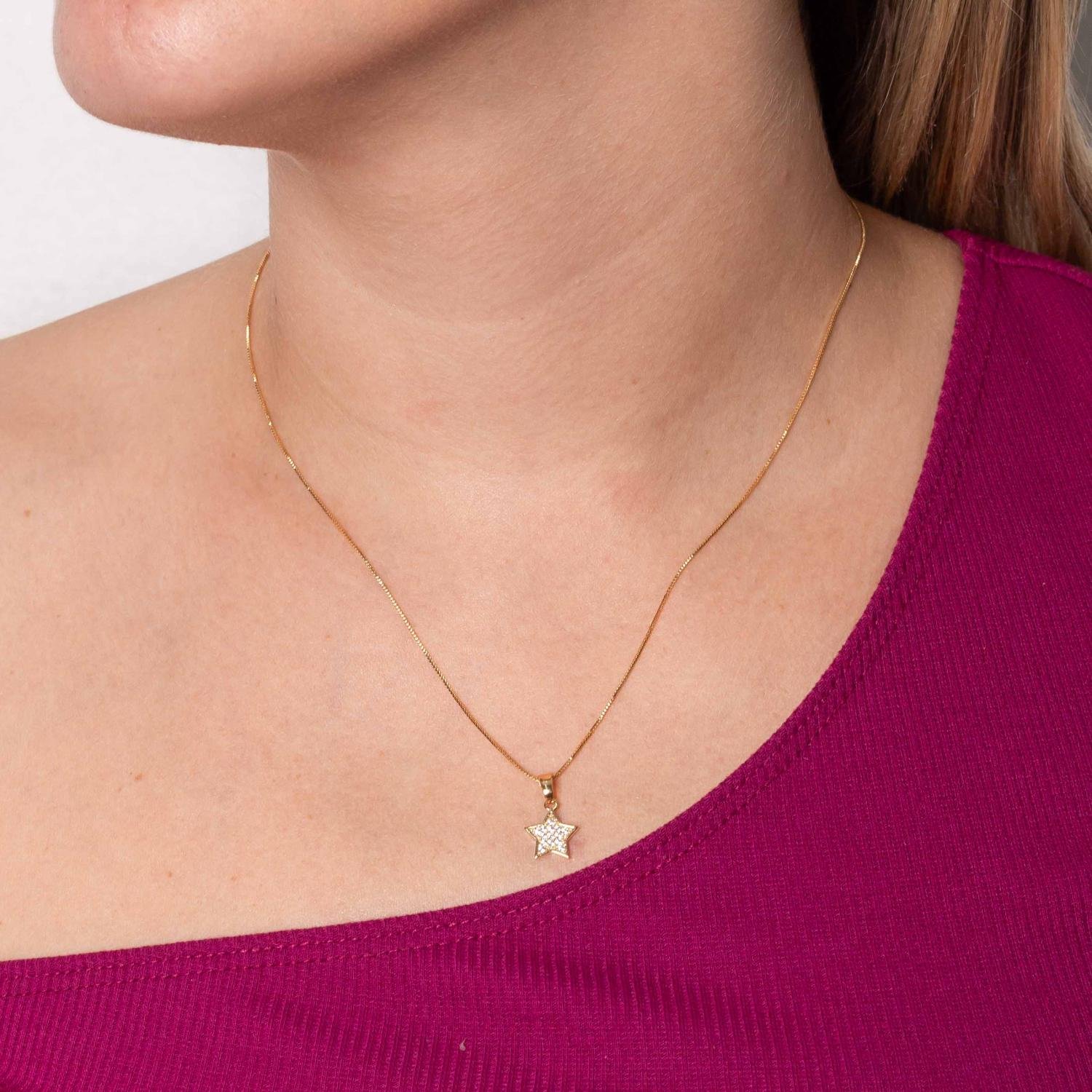 Clti-2159-Fo Colar De Estrela Cravejado Cristal (40cm+5cm).