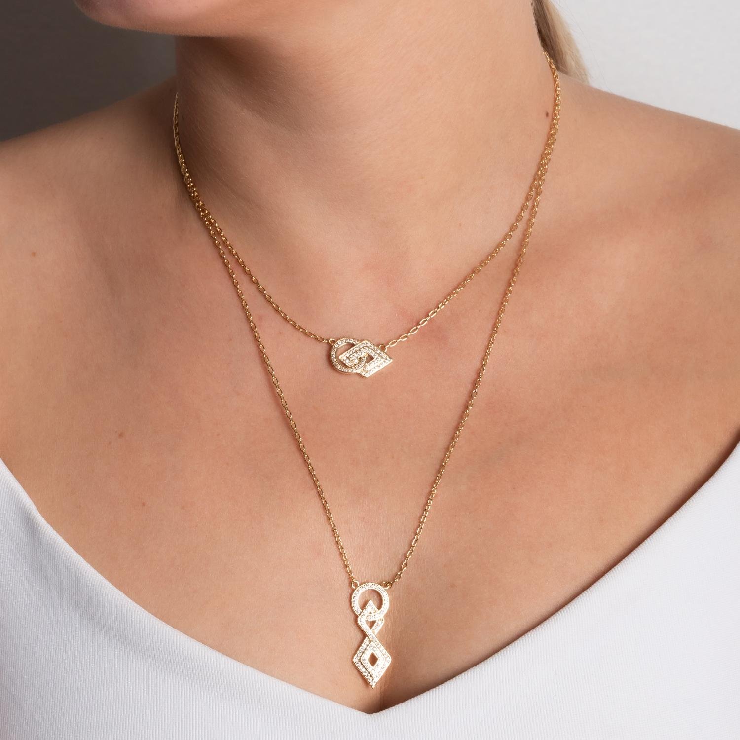 Clti-2175-Fo Colar Duplo Cravejado Cristal (50cm+5cm).