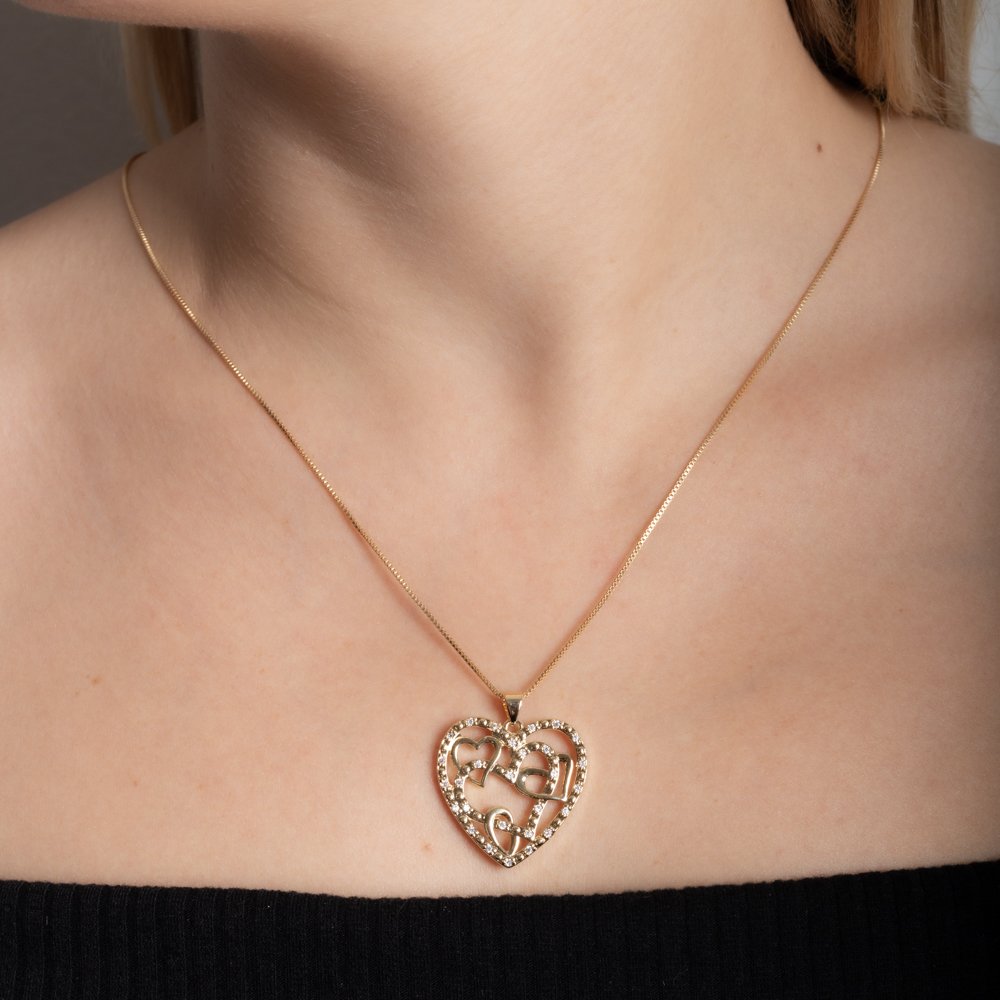 Clti-2229-Fo Colar De Coração Detalhado Com Zircônias Cristais (45cm).