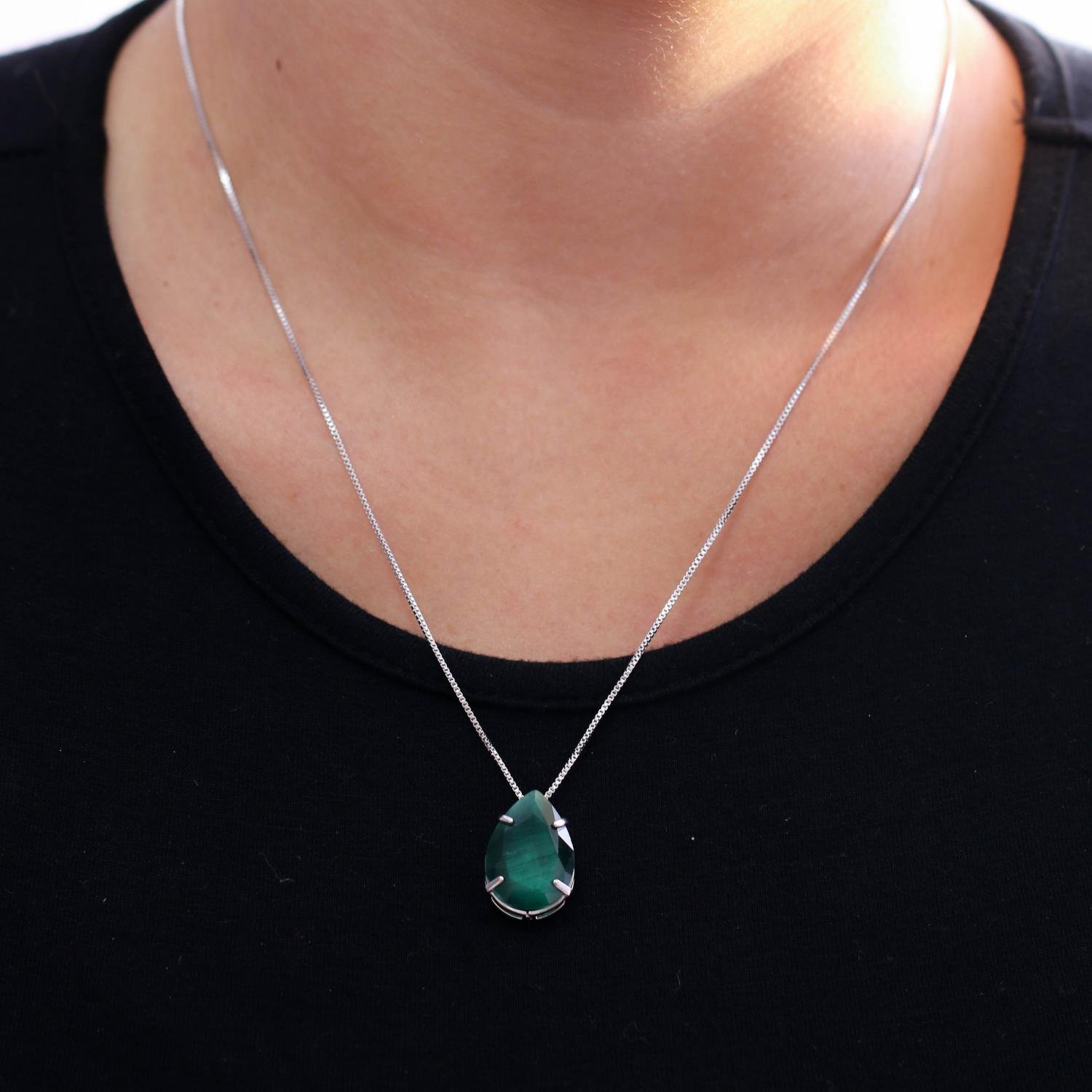 Clti-338-Rd Colar Cravejado De Zircônia Verde Esmeralda (50cm).