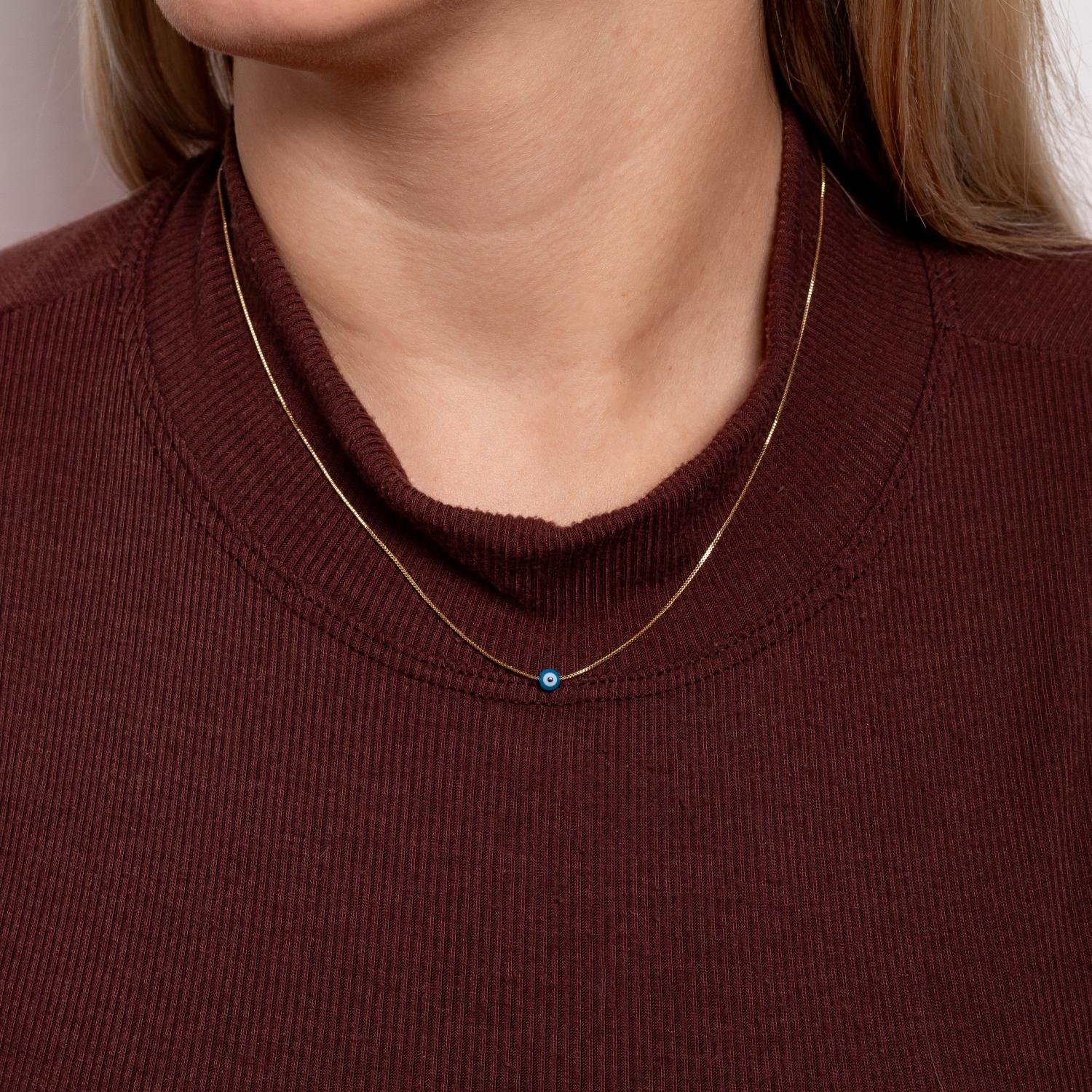 Clt-5832-Fo Colar Olho Grego Azul Claro (40cm+5cm).