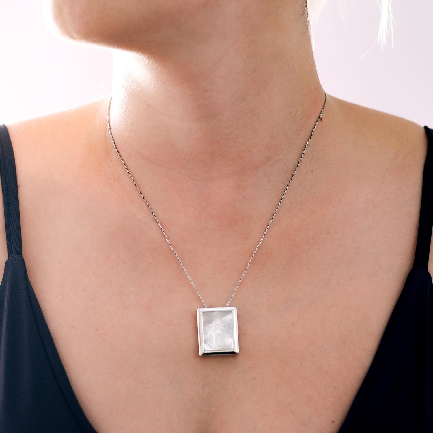 Clti-655-Rd Colar Nossa Senhora Aparecida - Ródio Branco (45cm+5cm).