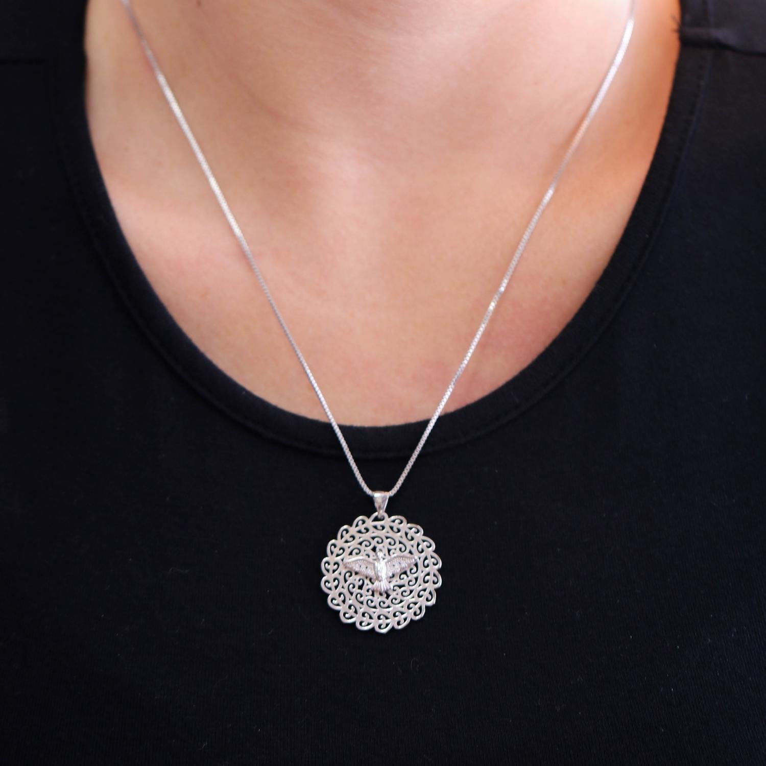 Clti-734-Pl Colar Espirito Santo (45cm+5cm) - Platina