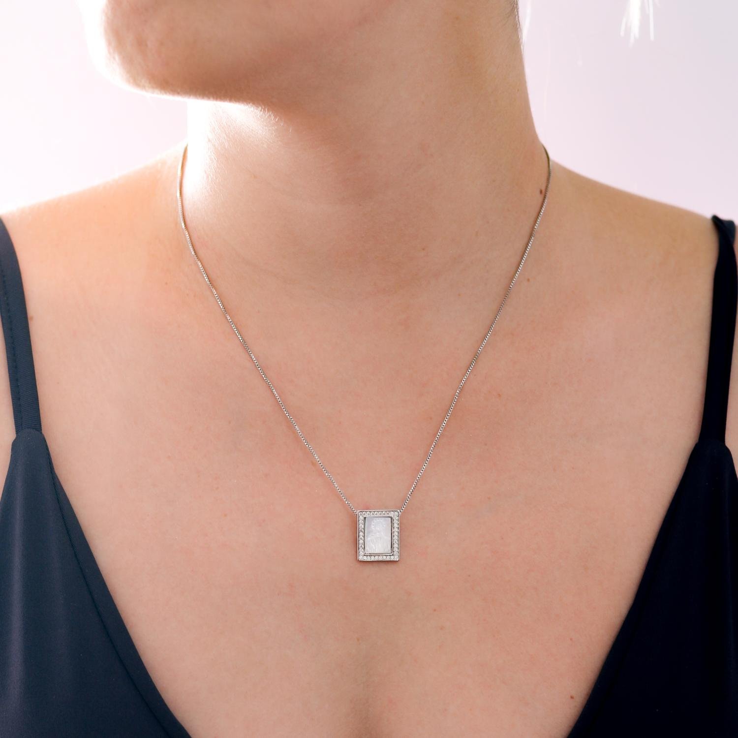 Clti-790-Rd Colar Cravejado De Zircônias Cristais Nossa Senhora Das Graças - Ródio Branco (45cm+5cm).