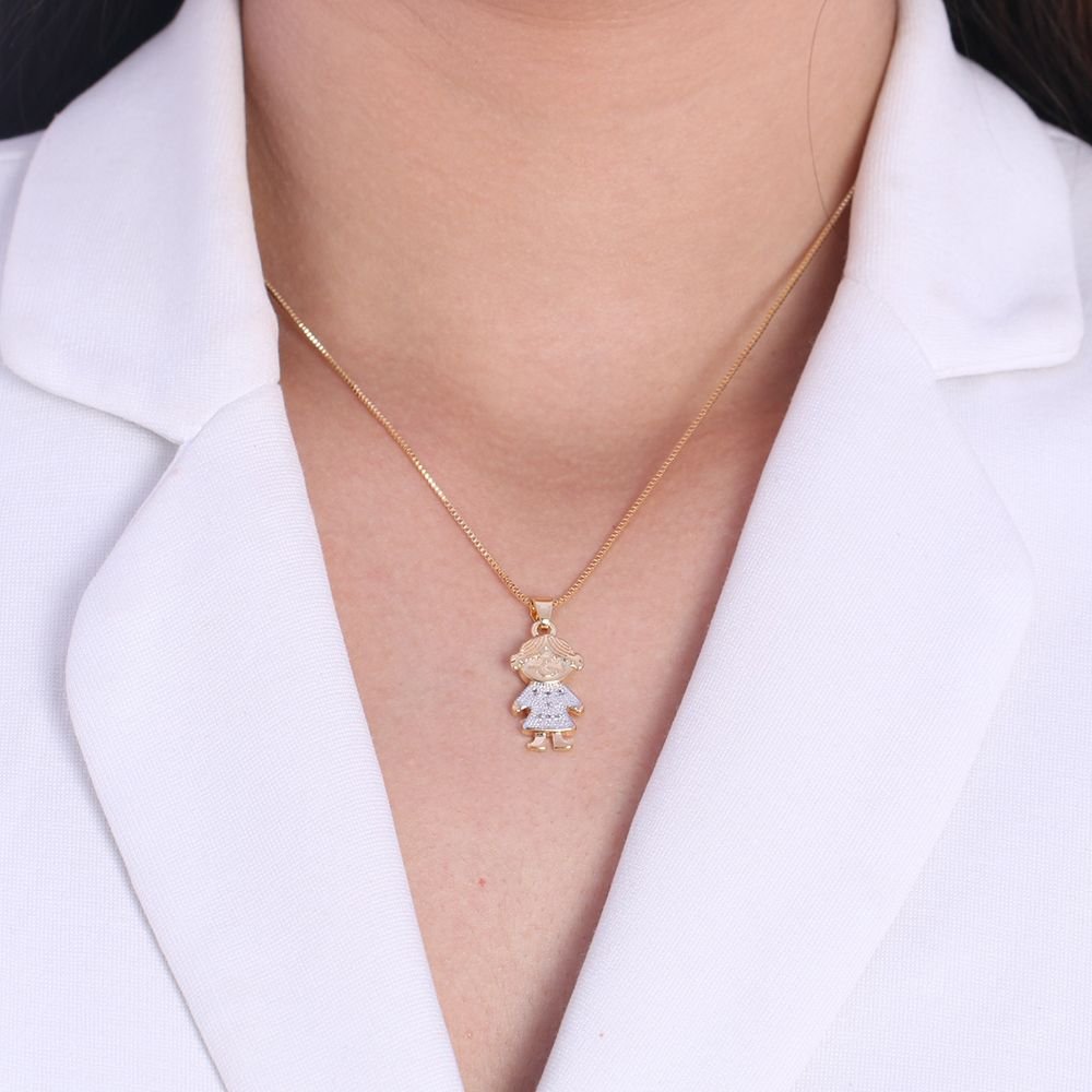 Clti-952-Fo-C/Ródio (45cm+5cm) Colar Menininha Cravejado