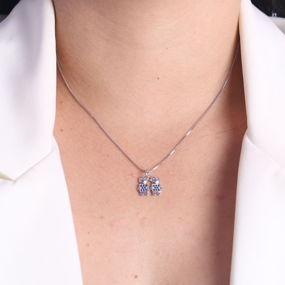 Clti-980-Rd - Colar Dois Meninos Cravejado