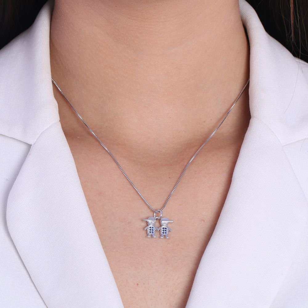 Clti-988-Rd - Colar Dois Menininhos Cravejado