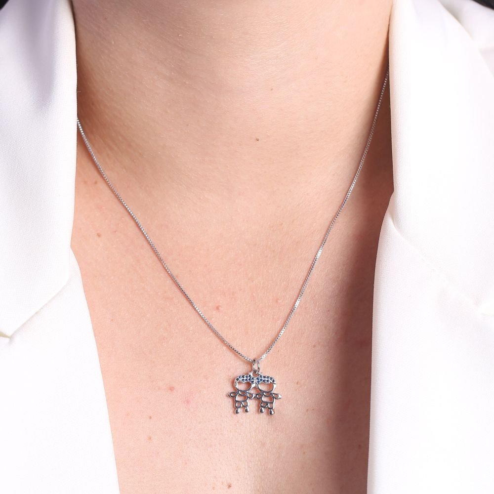 Clti-993-Rd - Colar Dois Menininhos Cravejado